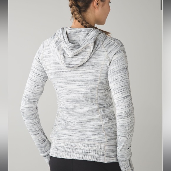 Lululemon Think Fast Hoodie Space Dye Camo White Gray Multi / Silver Spoon | 4 - Picture 3 of 13